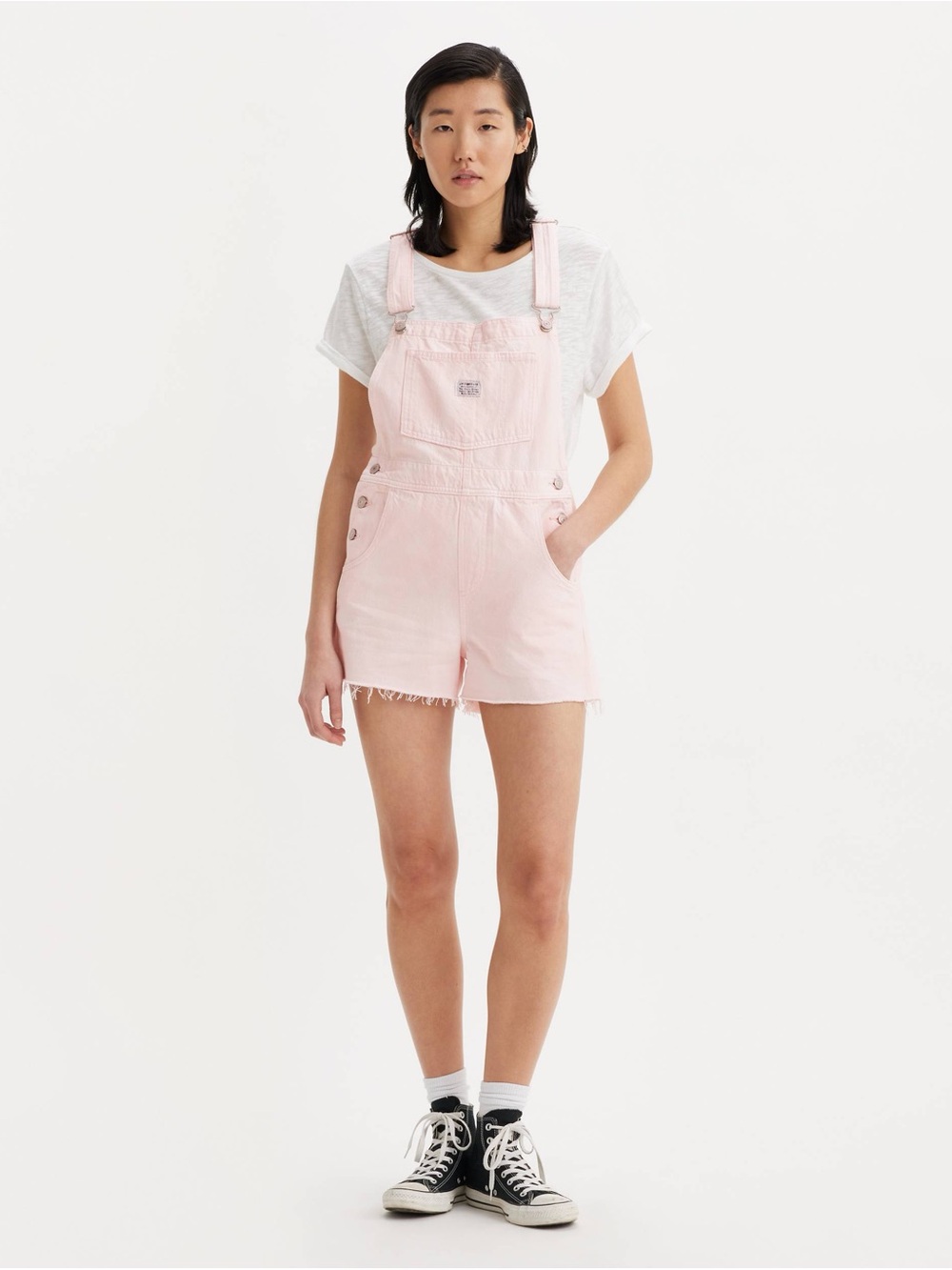 Levi's Light Pink Denim Short Overalls